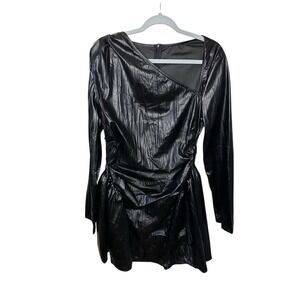 Shop Micas Black Faux Leather Long Sleeve Party Mini‎ Dress XL